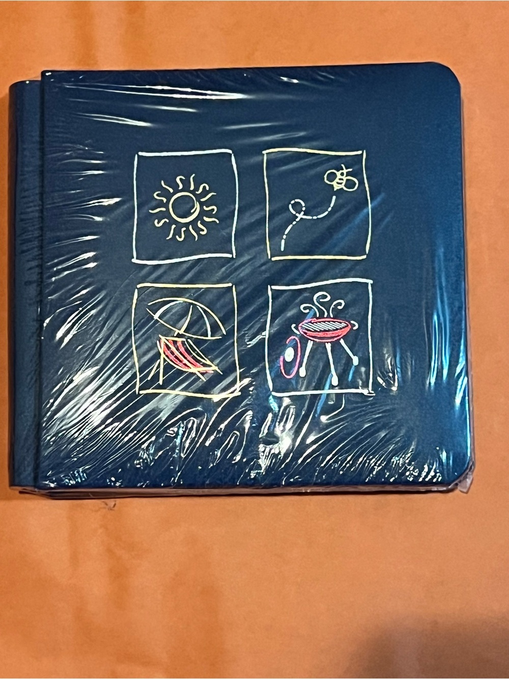 Mini Creative Memories Navy Blue Scrapbook with Hand-Drawn Summer Travel Icons